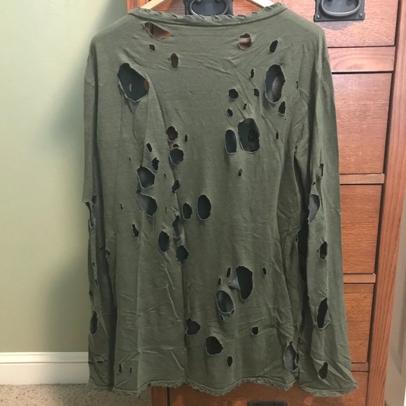 BALMAIN Distressed Linen Long Sleeve (L) - Picture 2 of 2